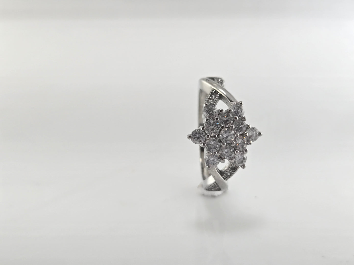 Crystal Bloom Silver Ring