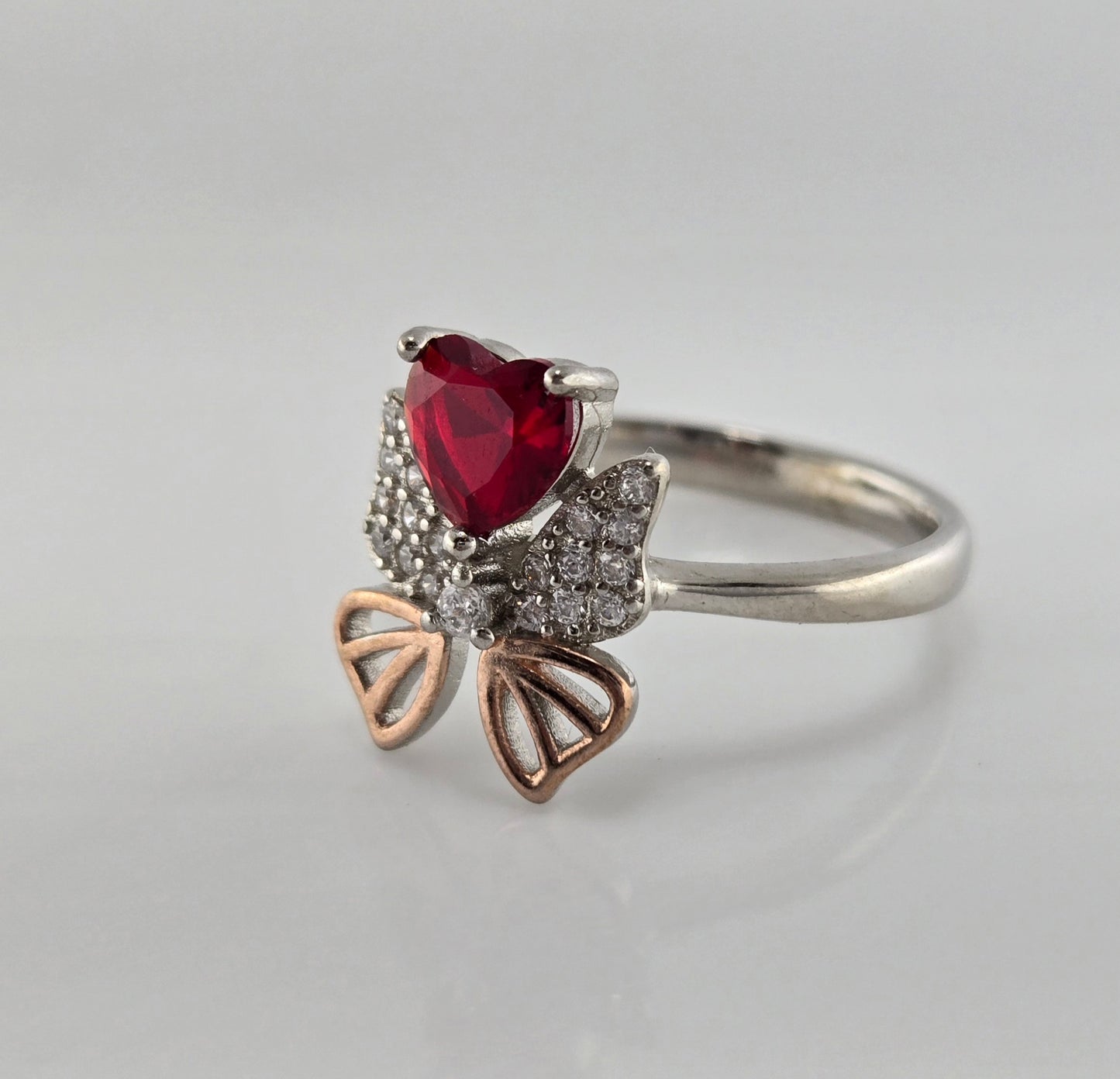 Crimson Heart Silver Ring