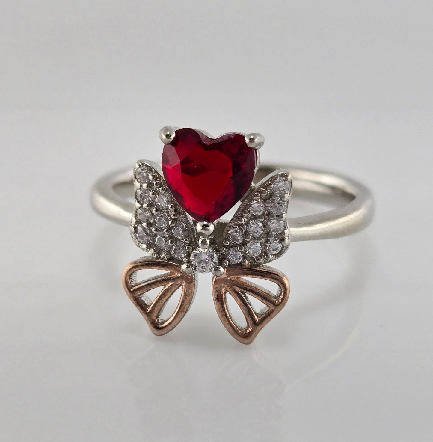 Crimson Heart Silver Ring