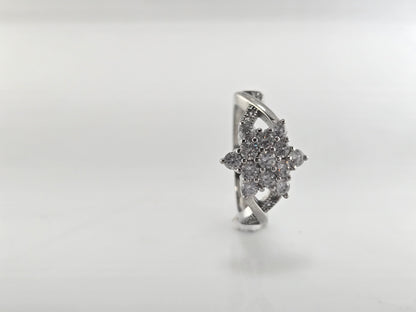 Crystal Bloom Silver Ring