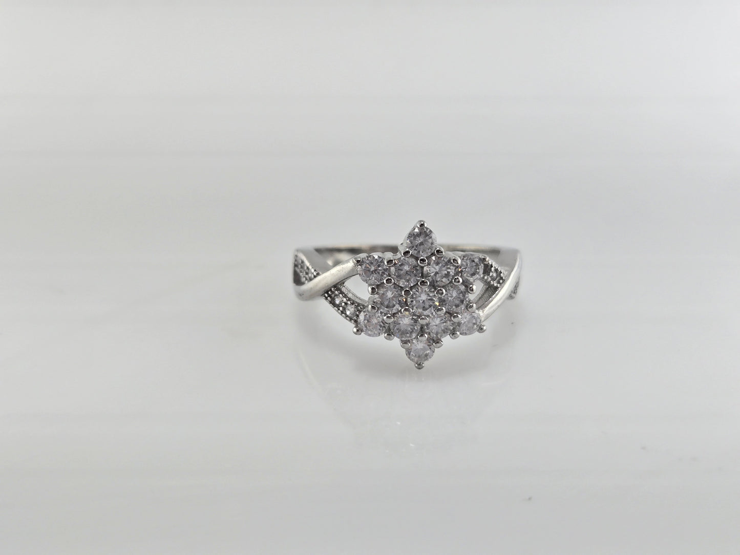 Crystal Bloom Silver Ring