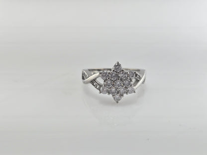 Crystal Bloom Silver Ring
