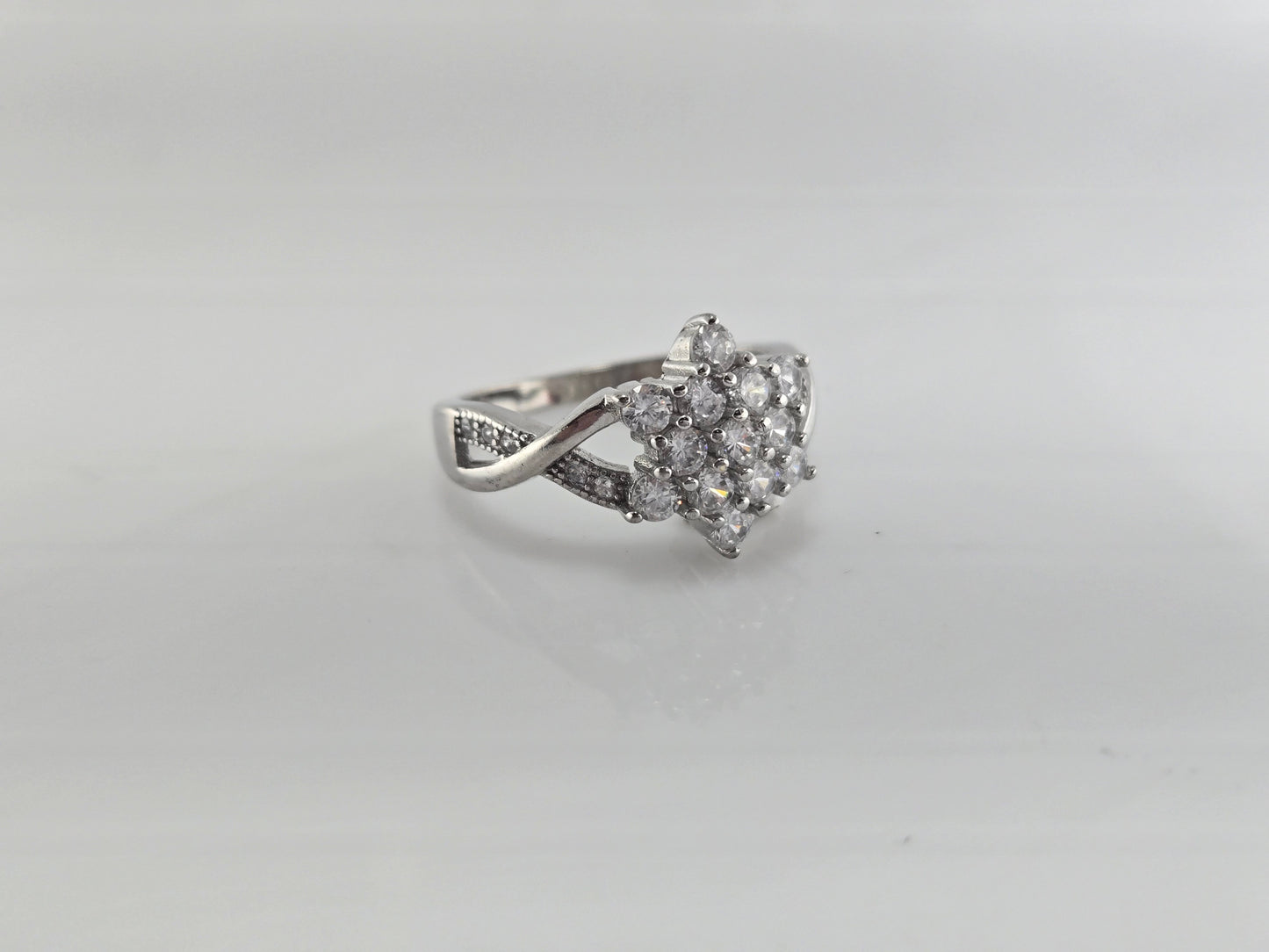 Crystal Bloom Silver Ring