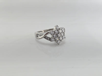 Crystal Bloom Silver Ring