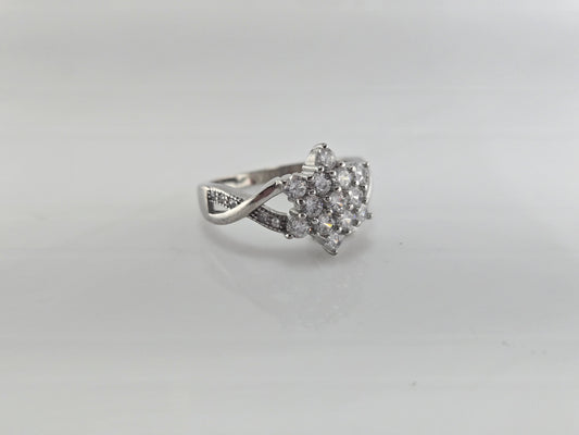 Crystal Bloom Silver Ring