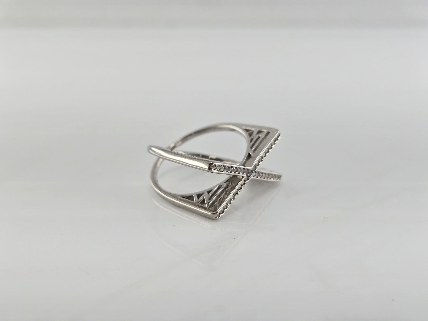 Crossline Silver Ring