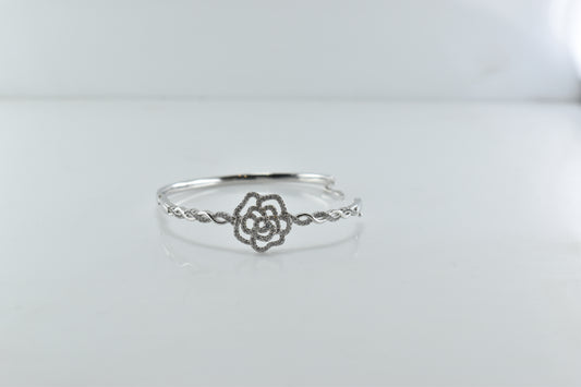 Silver Rosette Bangle