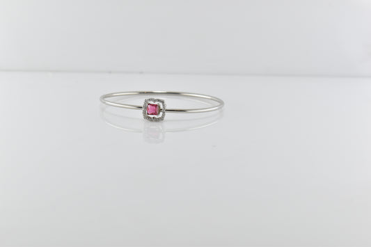 Silver Ruby Solitaire Bracelet