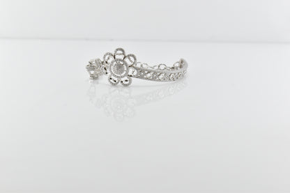 Silver Heart-Petal Bloom Bracelet