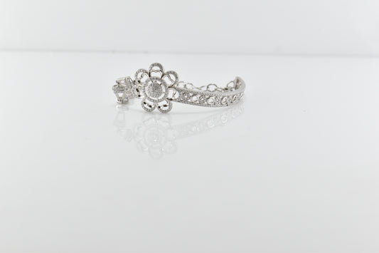 Silver Heart-Petal Bloom Bracelet